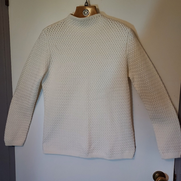 Casual Corner White High Neck Sweater, w/Pearl Detail, Cotton/Angora Blend, szXL - Picture 2 of 7